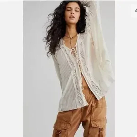 Free People Georgia Tunic Bright White SIZE SMALL - Picture 3 of 7